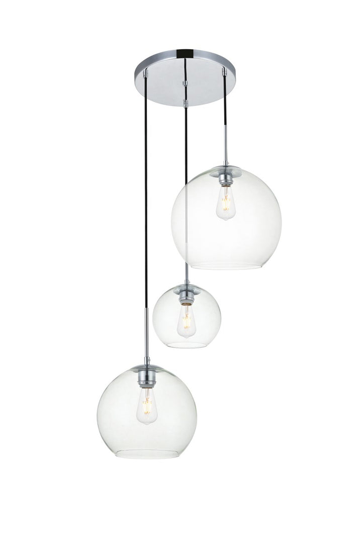 3 Lights Chrome Pendant With Clear Glass