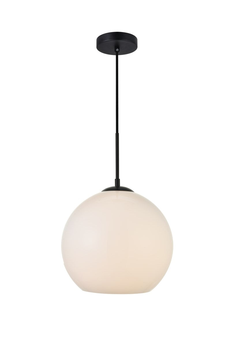 1 Light Black Pendant With Frosted White Glass by Living District