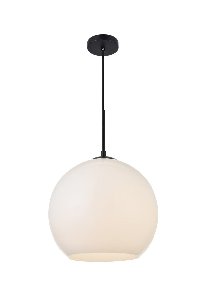 1 Light Black Pendant With Frosted White Glass