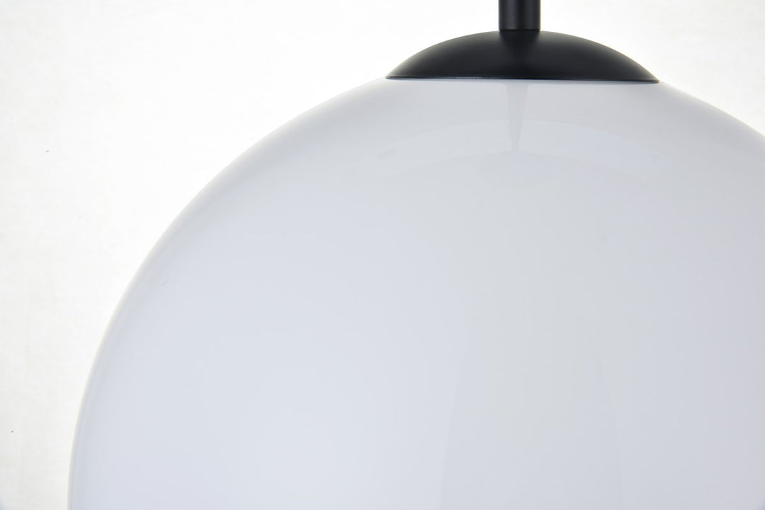 1 Light Black Pendant With Frosted White Glass