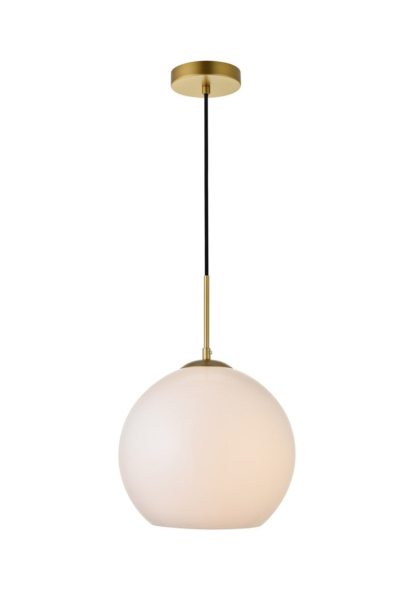 1 Light Brass Pendant With Frosted White Glass by Living District