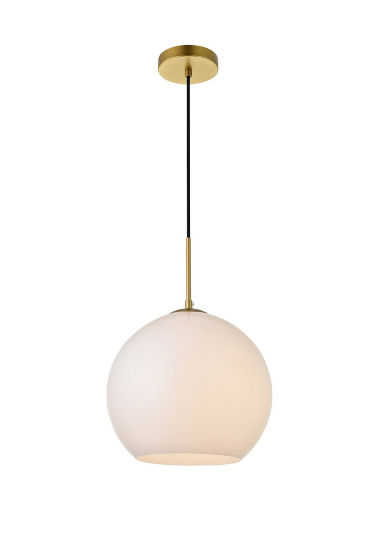 1 Light Brass Pendant With Frosted White Glass