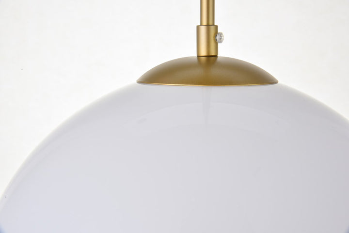1 Light Brass Pendant With Frosted White Glass