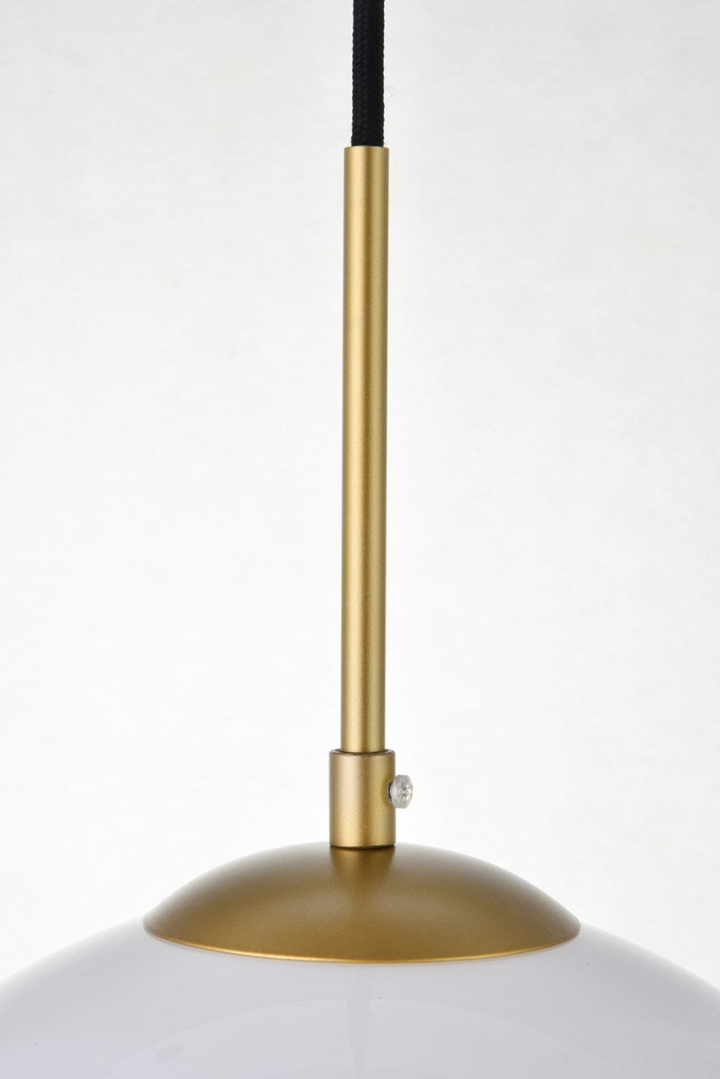 1 Light Brass Pendant With Frosted White Glass