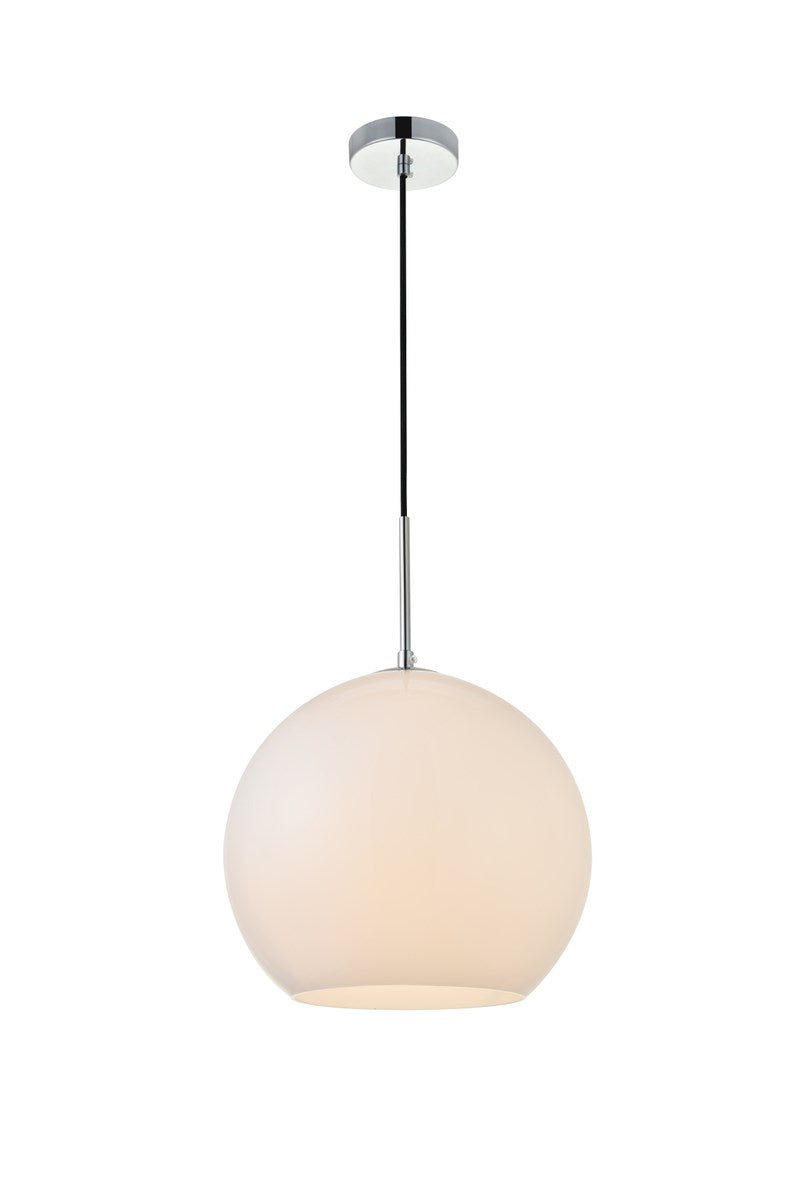 1 Light Chrome Pendant With Frosted White Glass by Living District