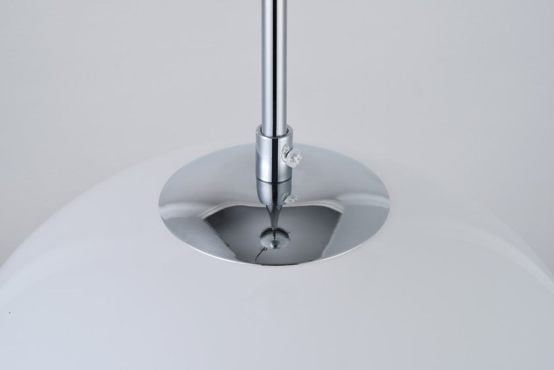 1 Light Chrome Pendant With Frosted White Glass