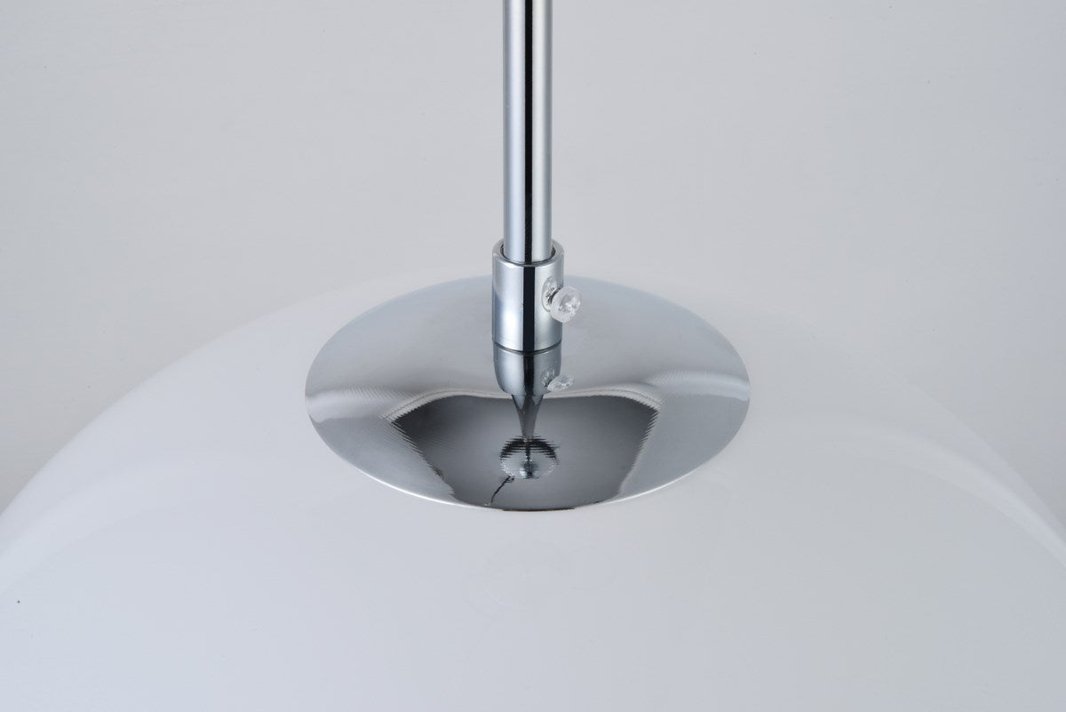 1 Light Chrome Pendant With Frosted White Glass