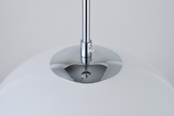 1 Light Chrome Pendant With Frosted White Glass
