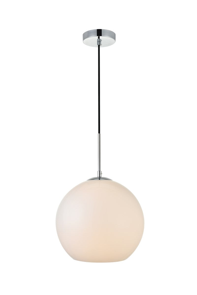 1 Light Chrome Pendant With Frosted White Glass