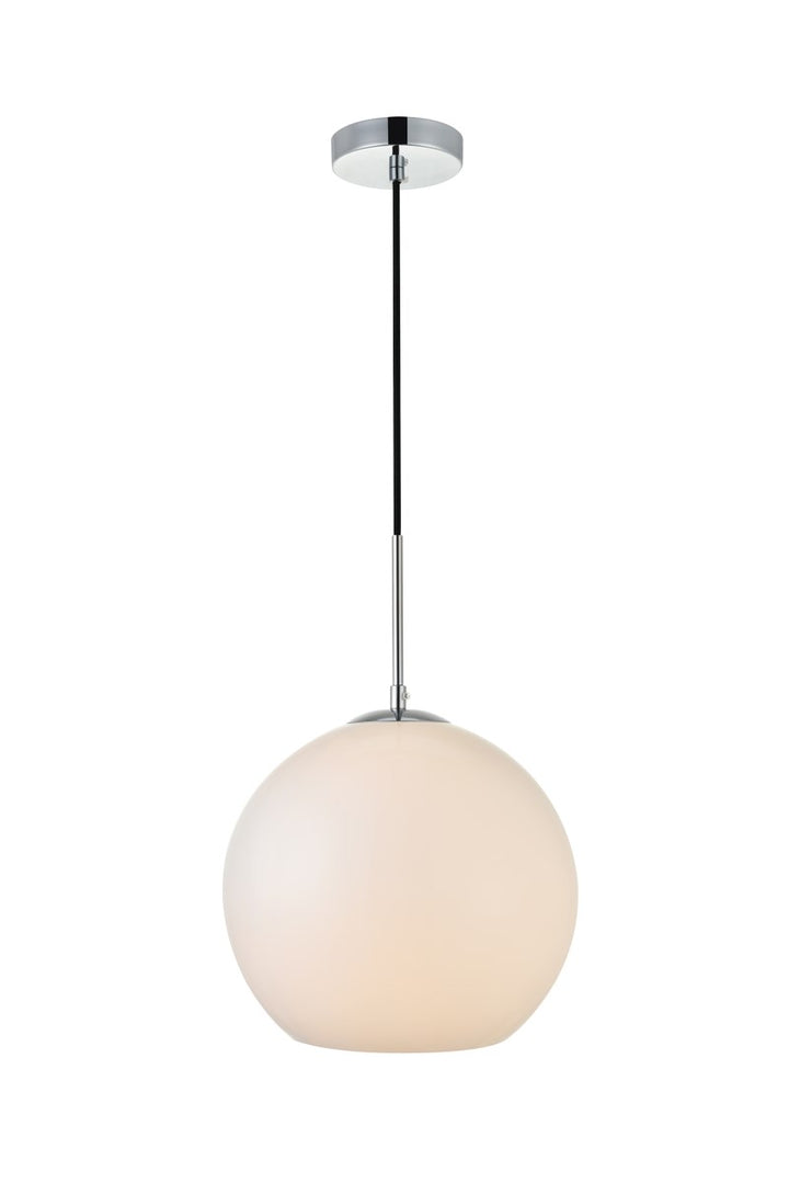 1 Light Chrome Pendant With Frosted White Glass