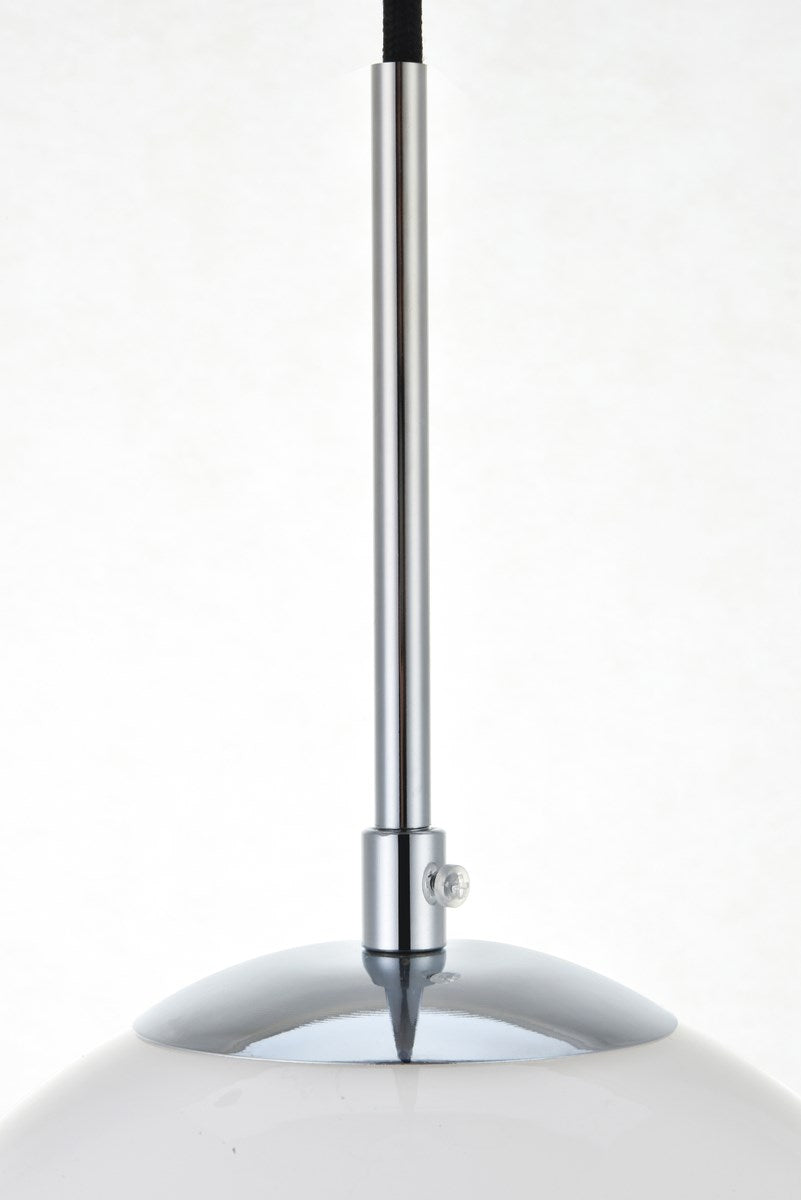 1 Light Chrome Pendant With Frosted White Glass