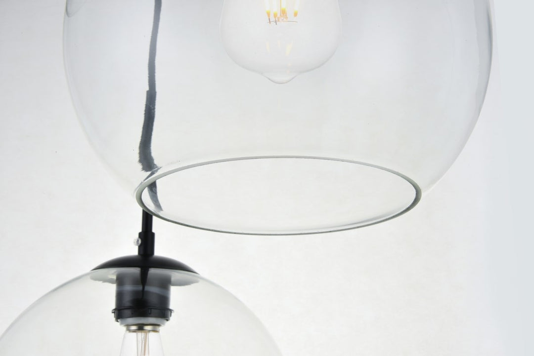 5 Lights Black Pendant With Clear Glass