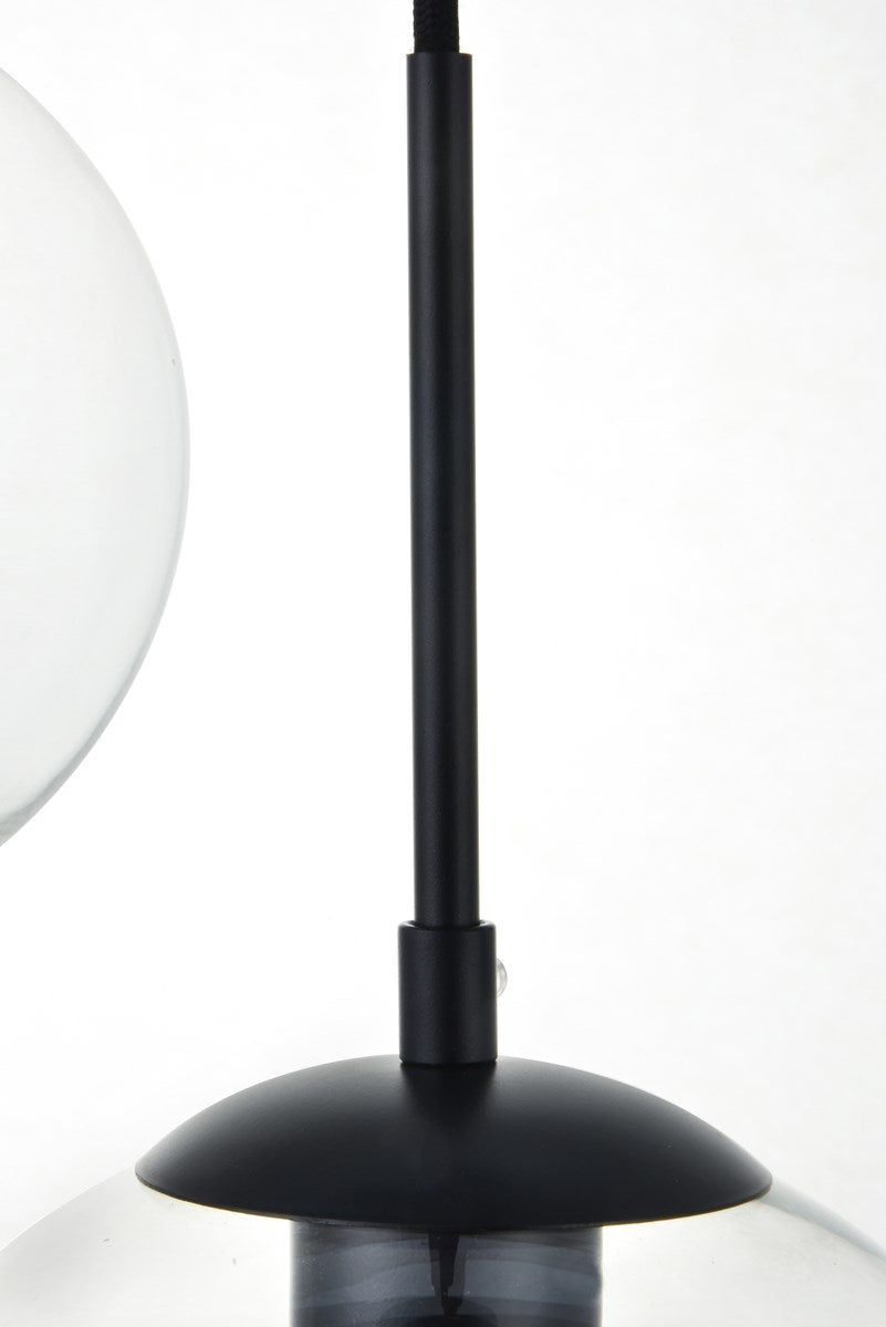 5 Lights Black Pendant With Clear Glass