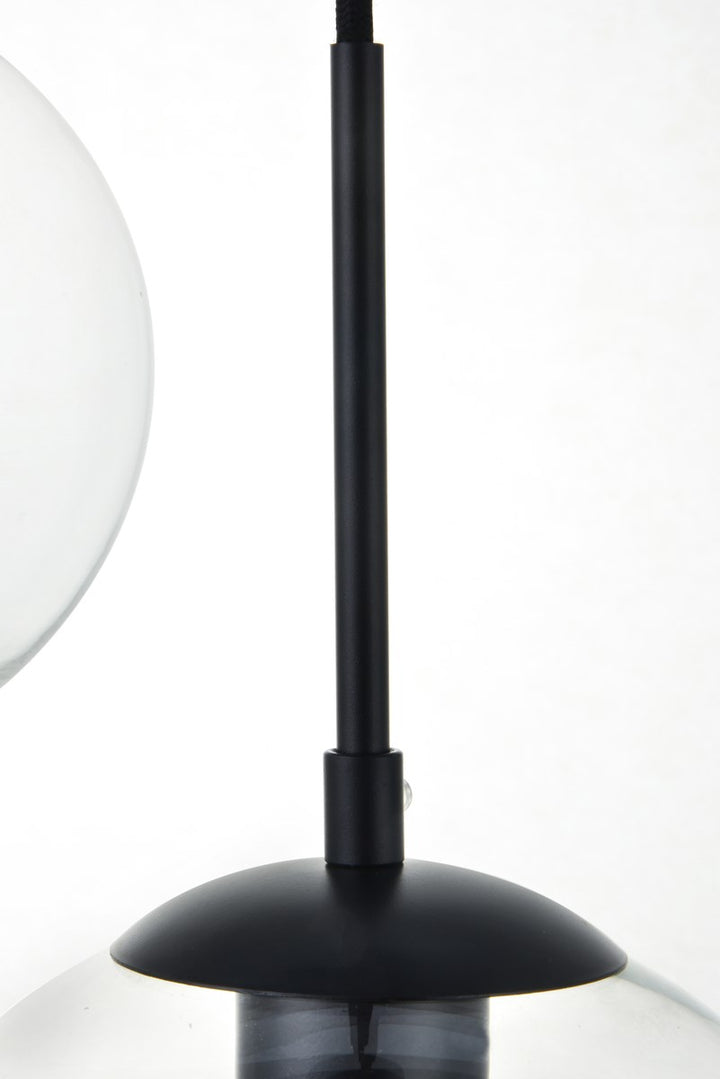 5 Lights Black Pendant With Clear Glass