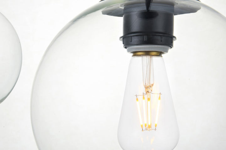 5 Lights Black Pendant With Clear Glass