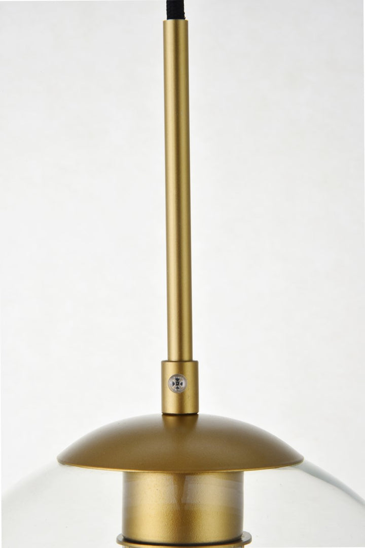 5 Lights Brass Pendant With Clear Glass