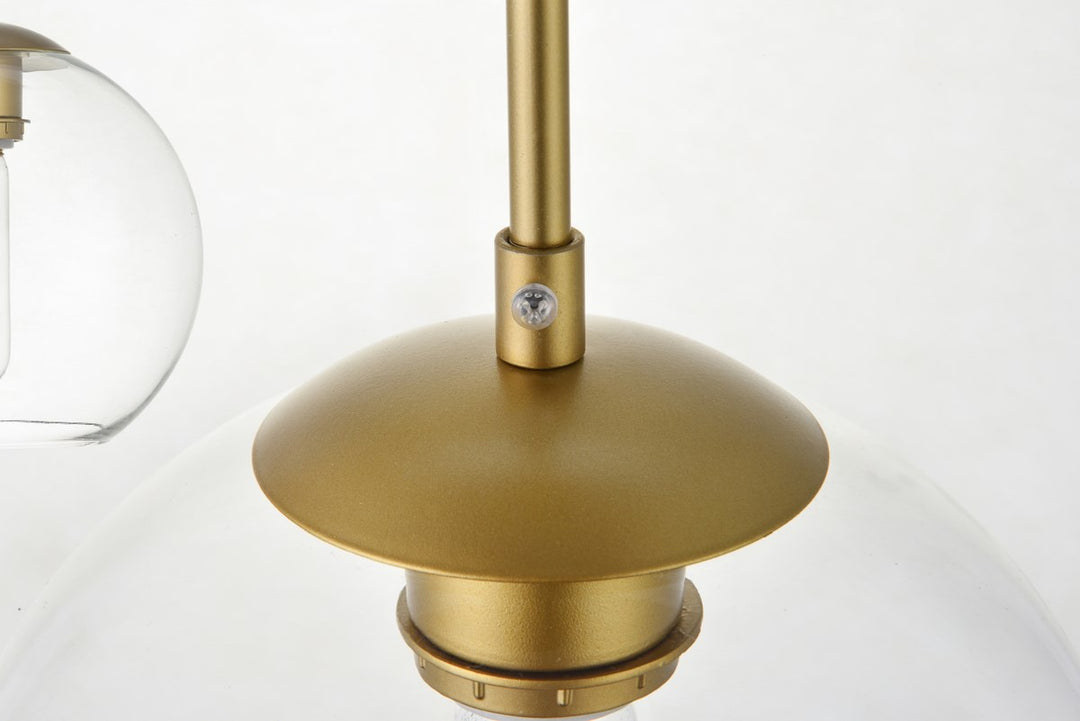 5 Lights Brass Pendant With Clear Glass