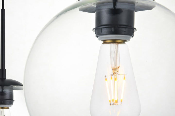 7 Lights Black Pendant With Clear Glass