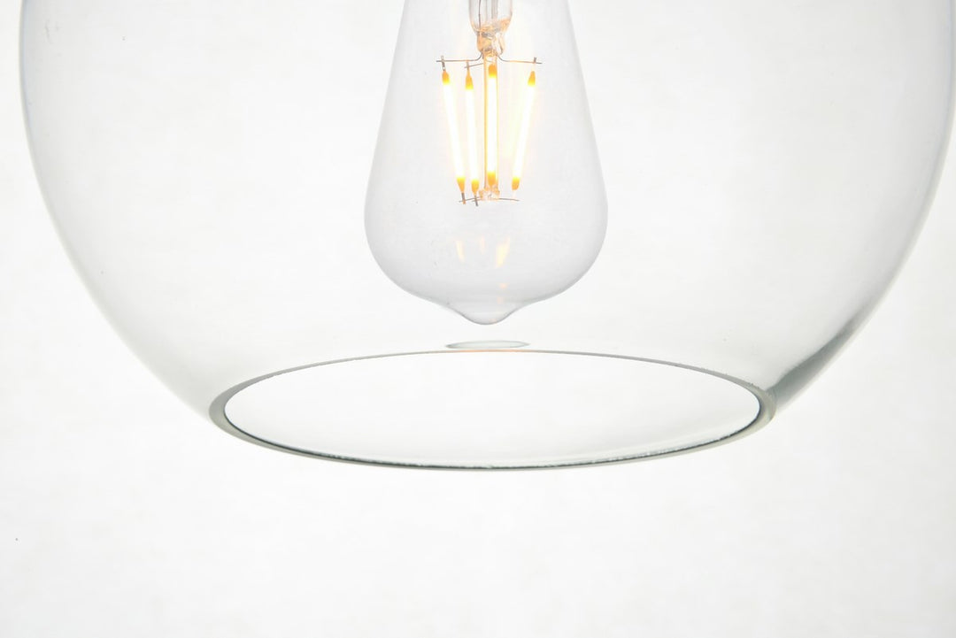 7 Lights Black Pendant With Clear Glass