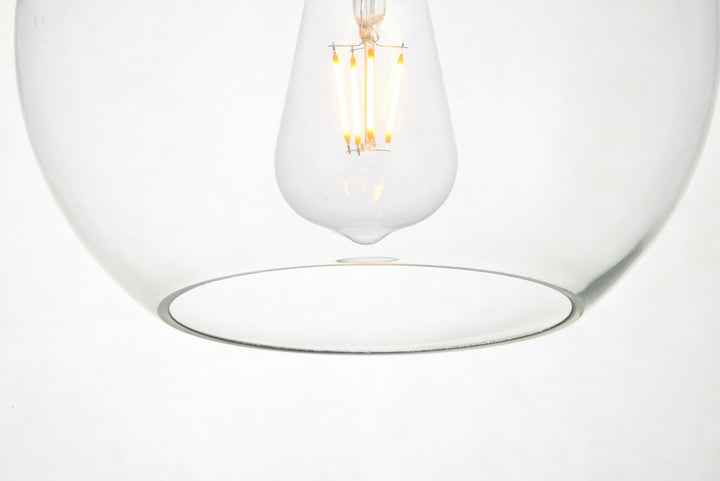 7 Lights Black Pendant With Clear Glass