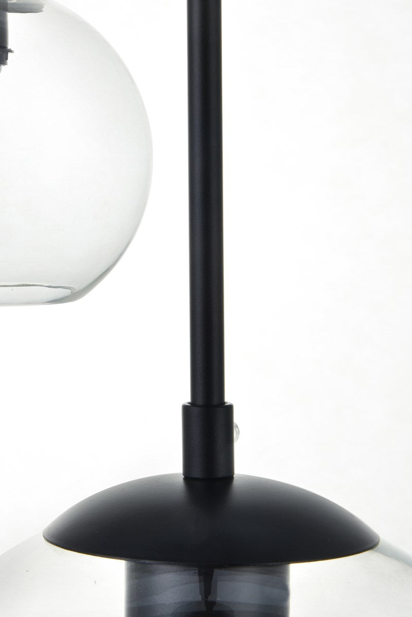 7 Lights Black Pendant With Clear Glass