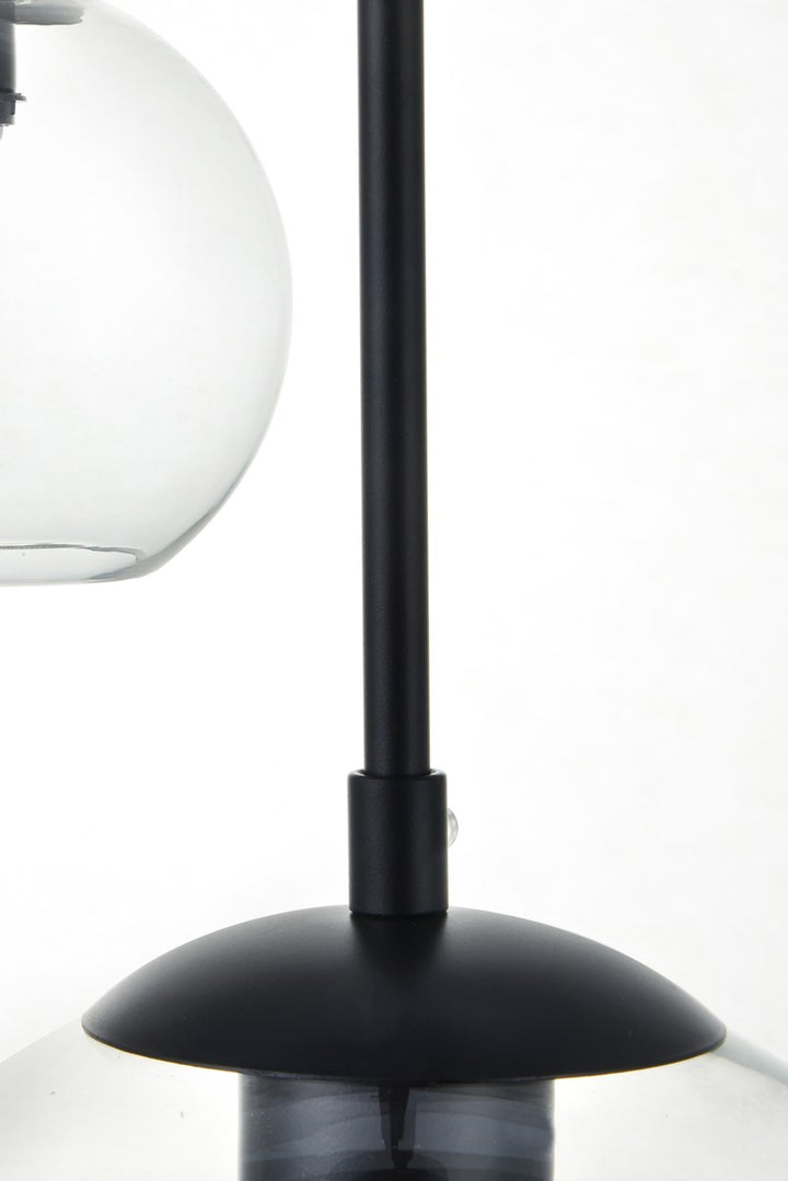 7 Lights Black Pendant With Clear Glass