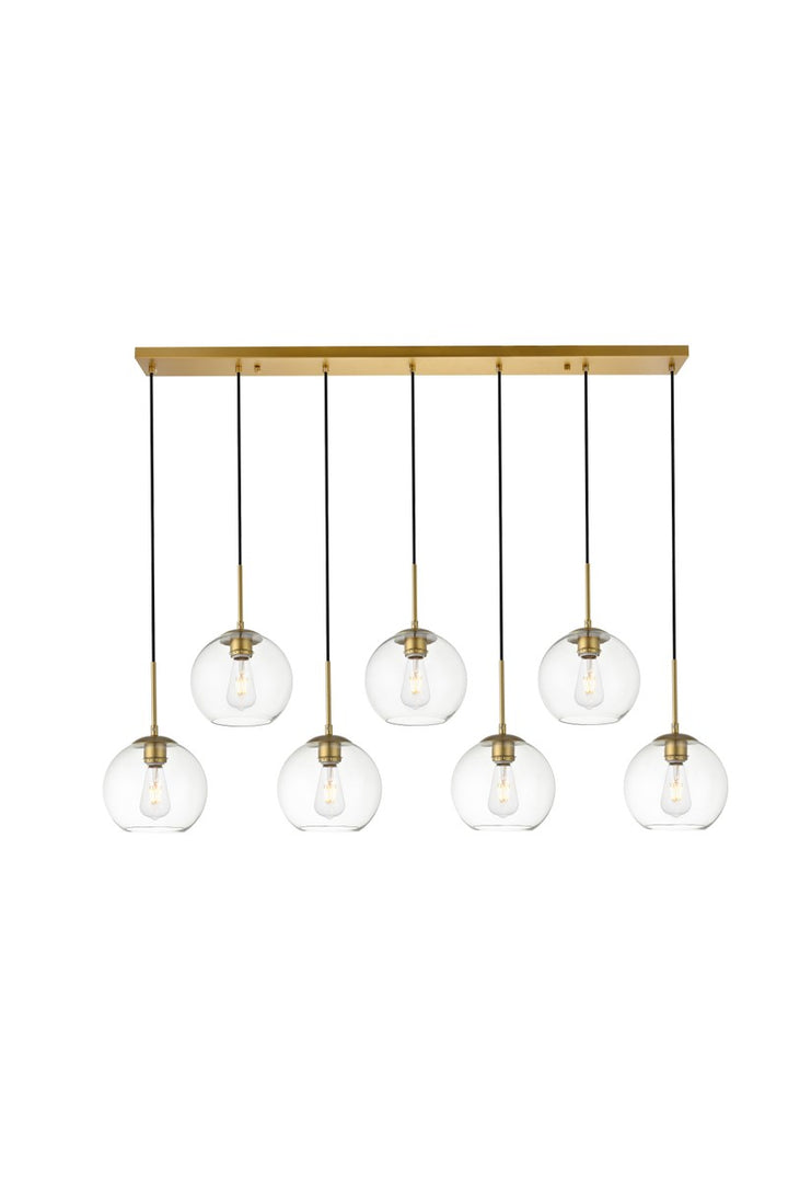 7 Lights Brass Pendant With Clear Glass by Living District