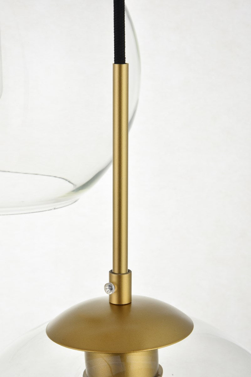 7 Lights Brass Pendant With Clear Glass