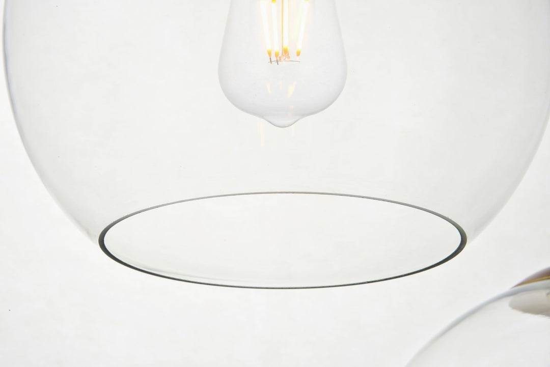7 Lights Brass Pendant With Clear Glass