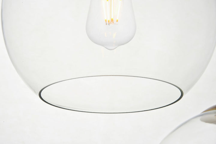 7 Lights Brass Pendant With Clear Glass