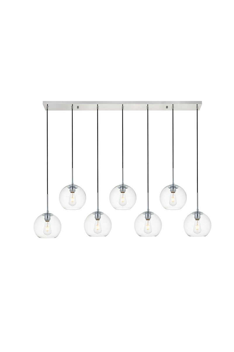 7 Lights Chrome Pendant With Clear Glass by Living District