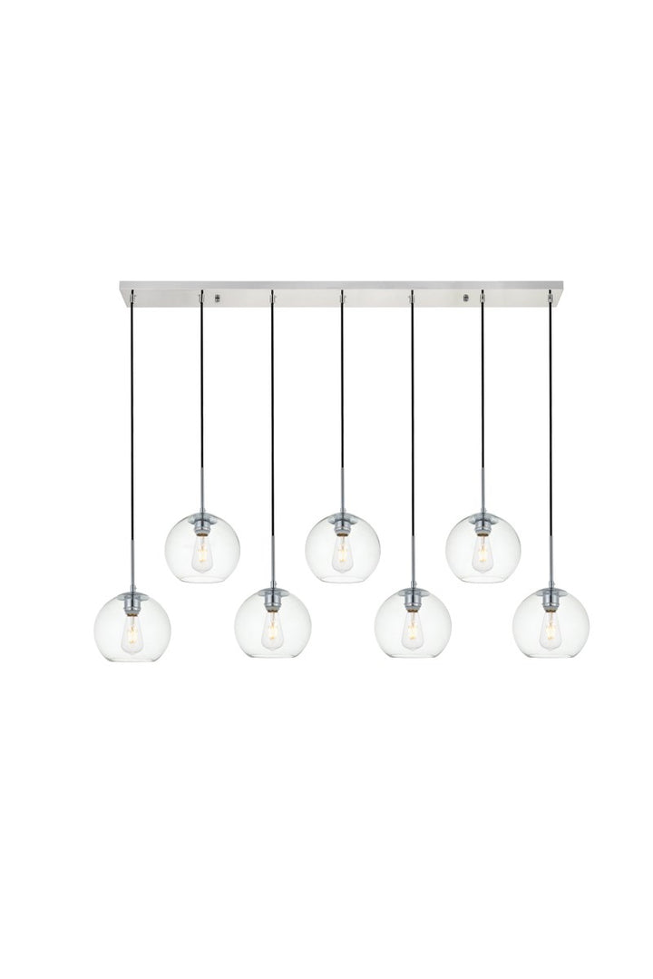 7 Lights Chrome Pendant With Clear Glass by Living District