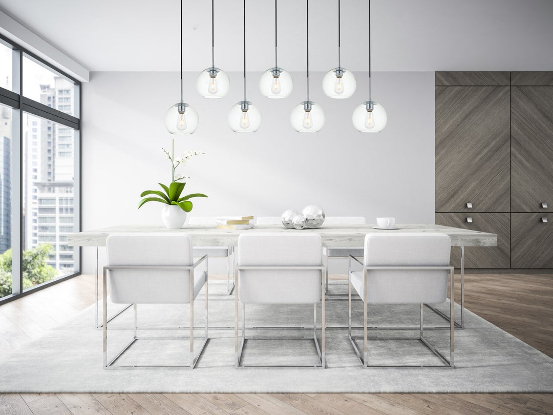 7 Lights Chrome Pendant With Clear Glass