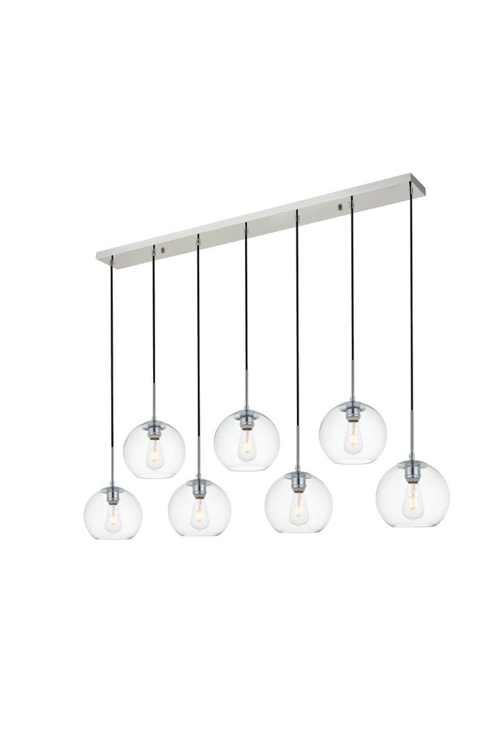 7 Lights Chrome Pendant With Clear Glass