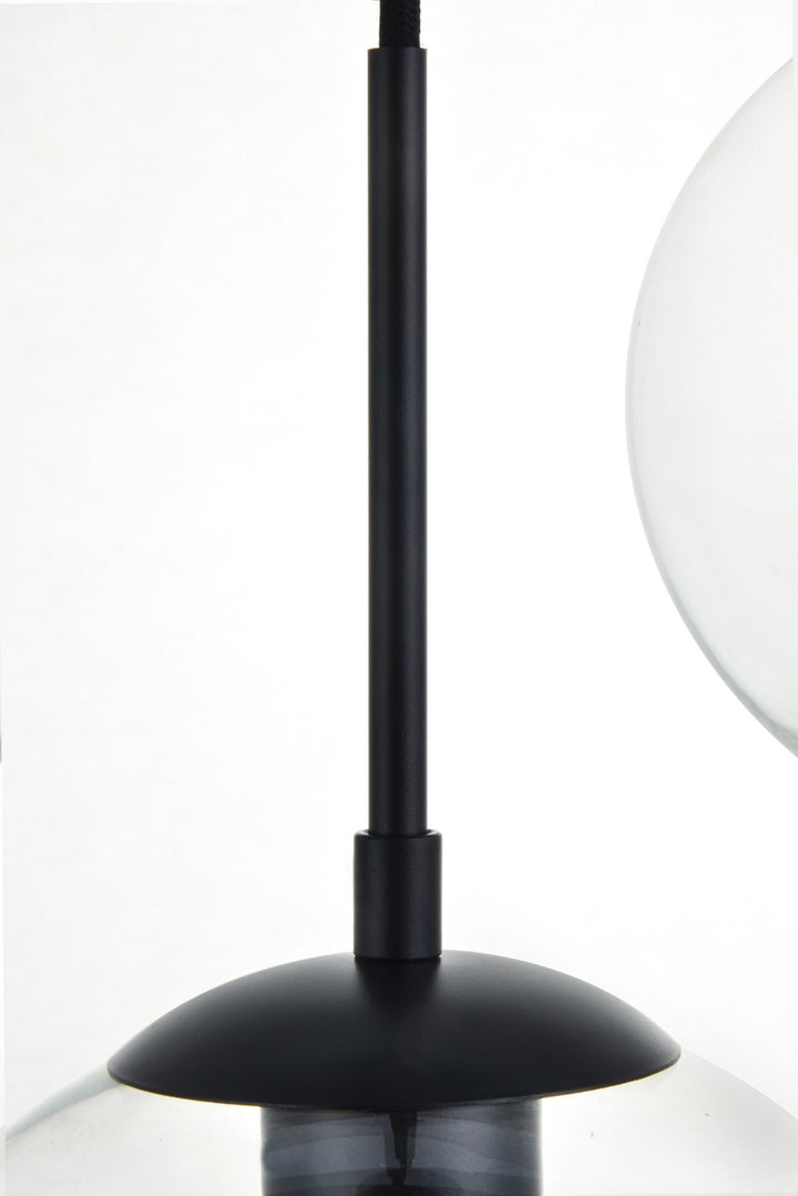 3 Lights Black Pendant With Clear Glass