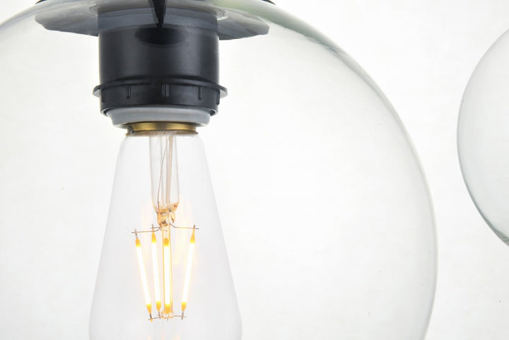 3 Lights Black Pendant With Clear Glass
