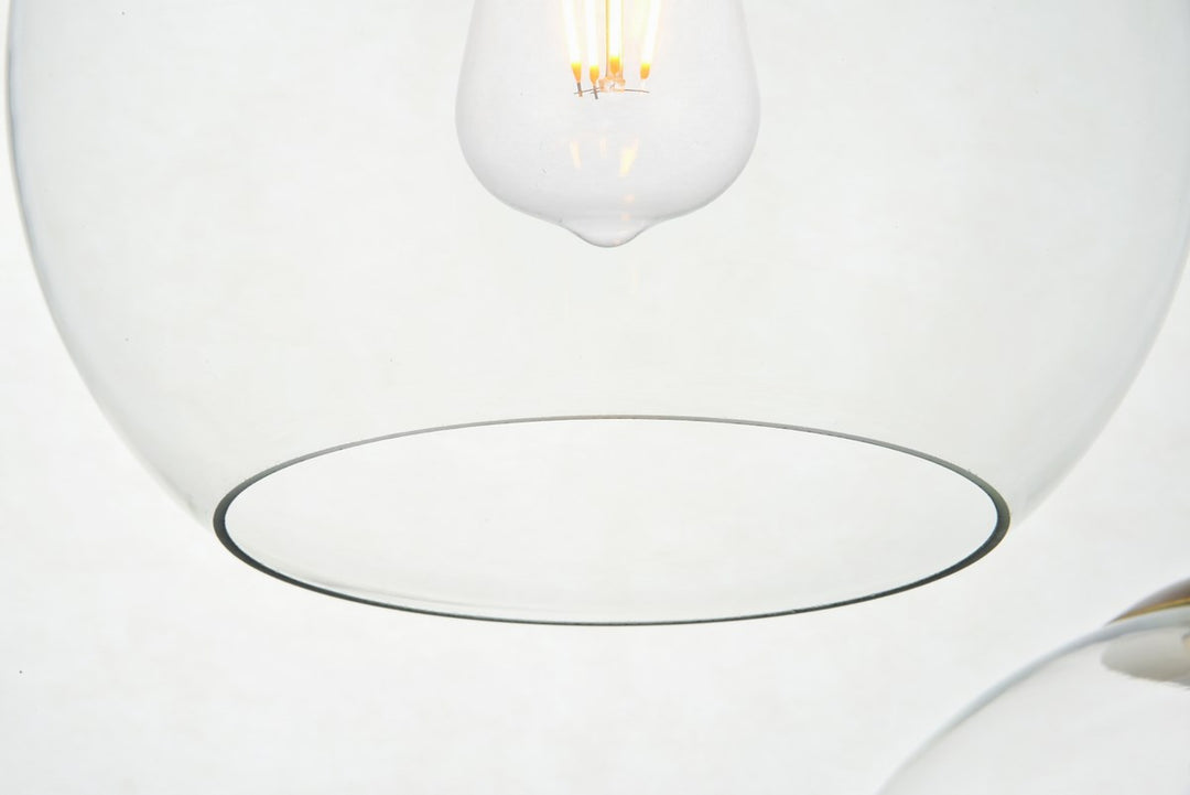 3 Lights Brass Pendant With Clear Glass