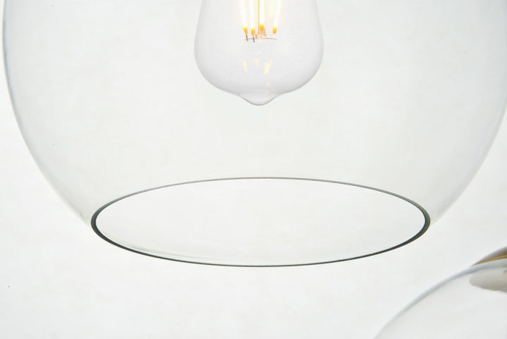 3 Lights Brass Pendant With Clear Glass