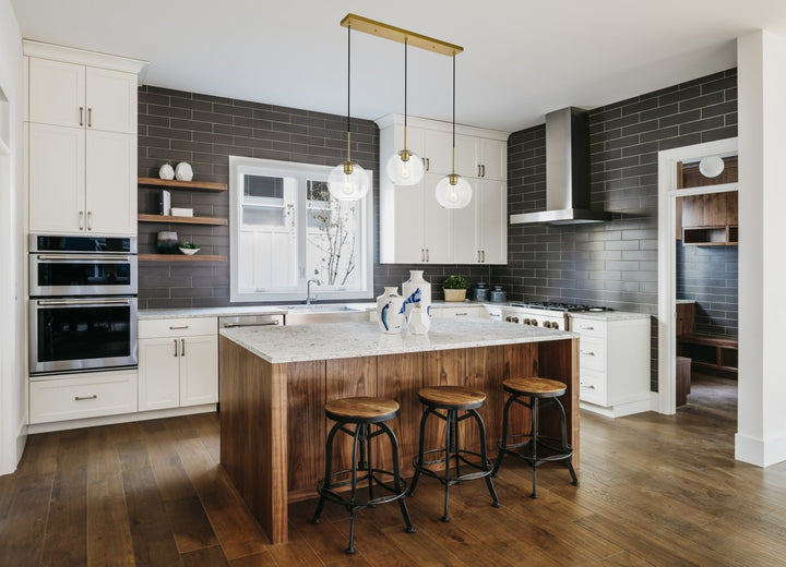 3 Lights Brass Pendant With Clear Glass