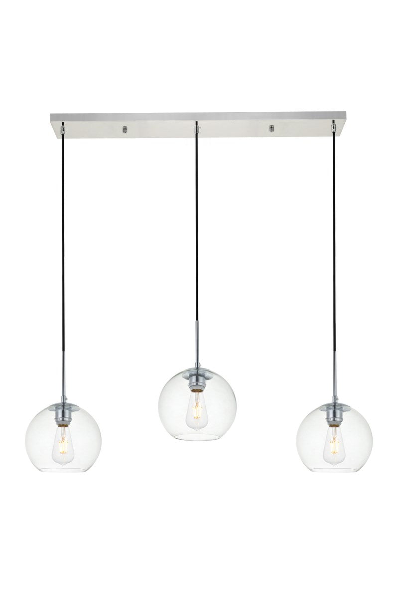 3 Lights Chrome Pendant With Clear Glass by Living District
