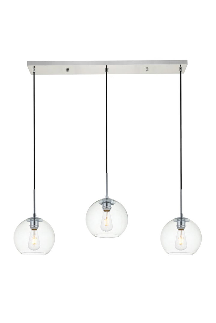 3 Lights Chrome Pendant With Clear Glass by Living District