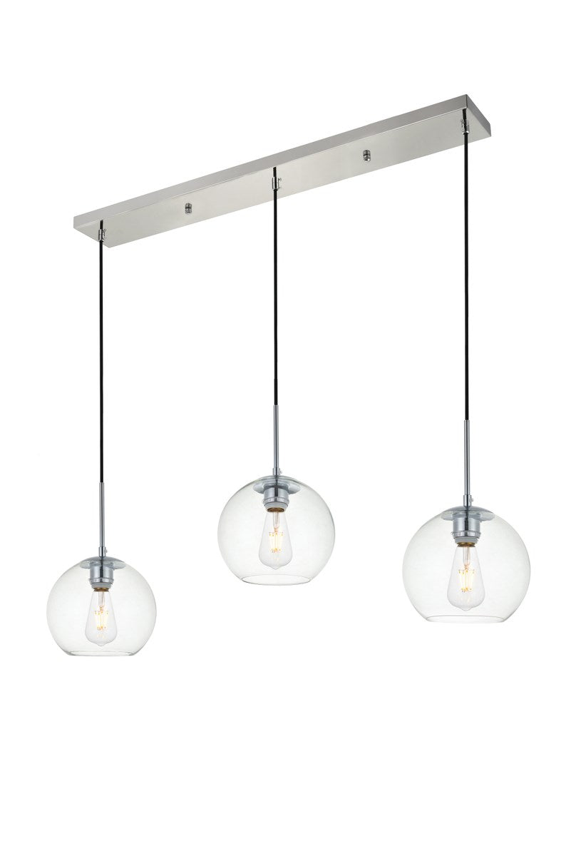 3 Lights Chrome Pendant With Clear Glass