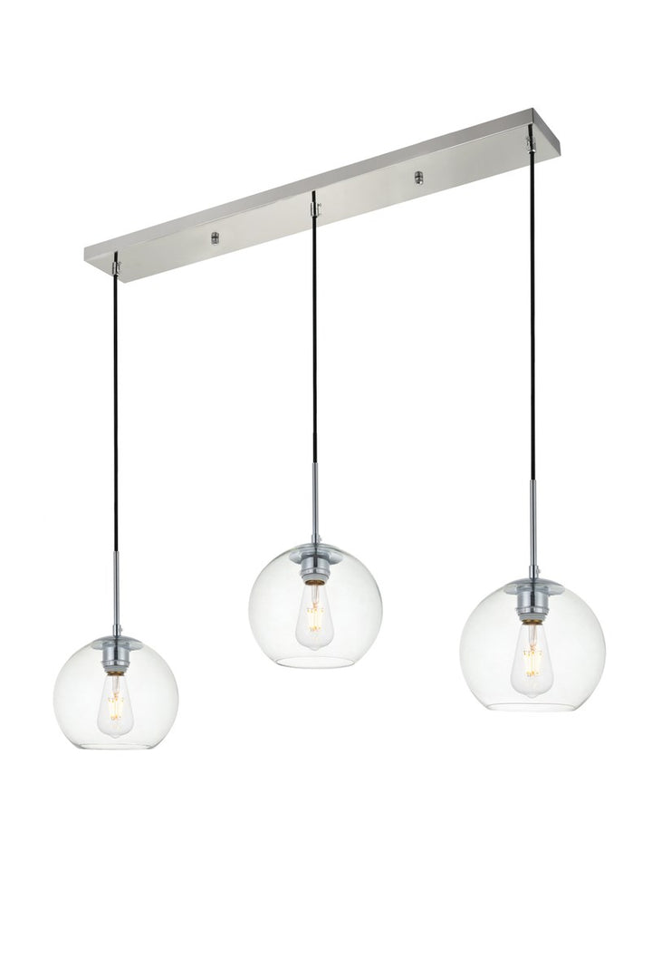 3 Lights Chrome Pendant With Clear Glass