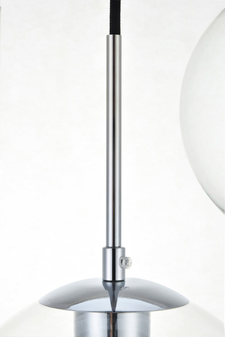 3 Lights Chrome Pendant With Clear Glass