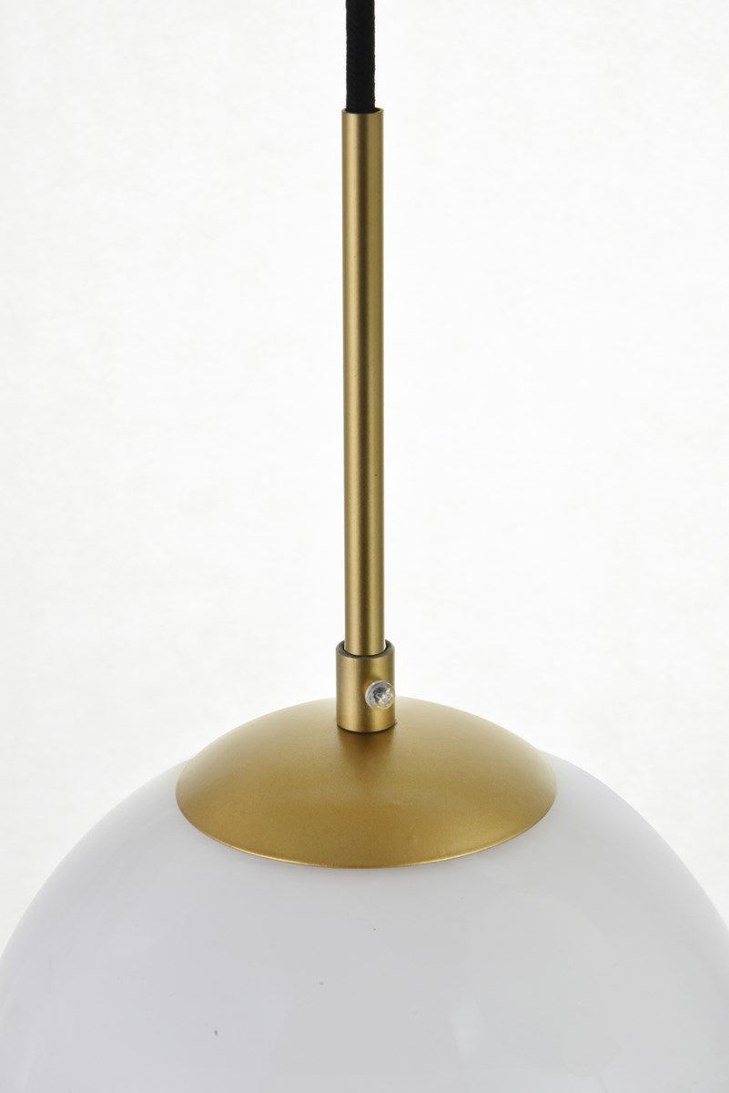3 Lights Brass Pendant With Frosted White Glass