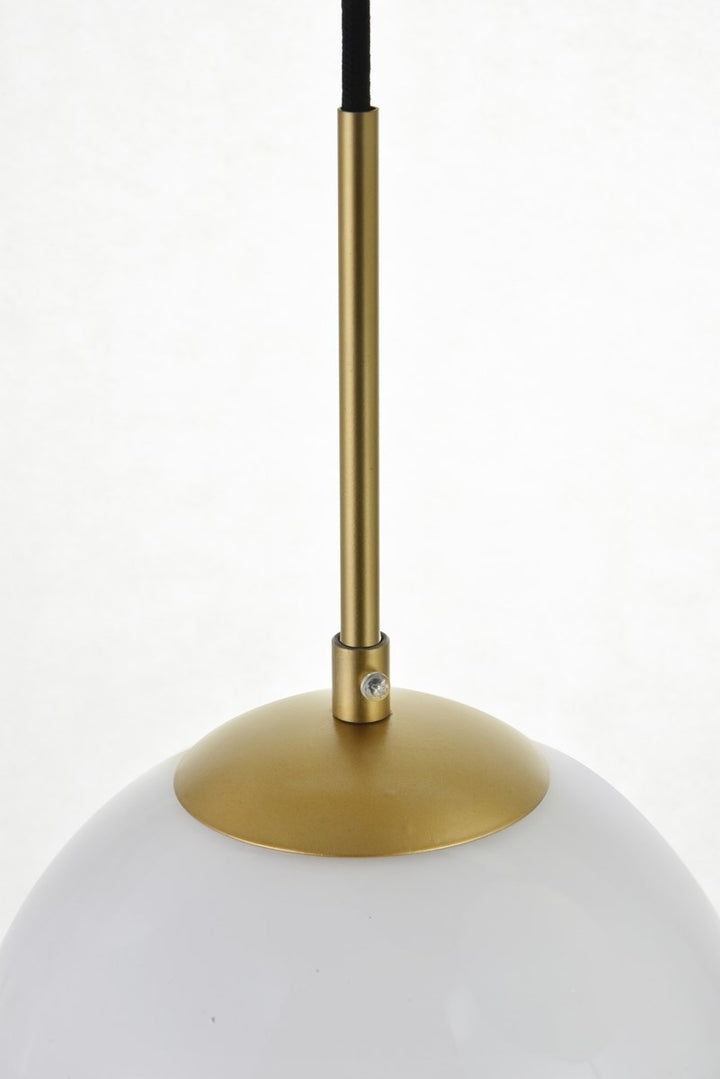 3 Lights Brass Pendant With Frosted White Glass