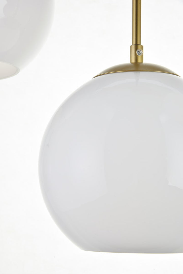 3 Lights Brass Pendant With Frosted White Glass