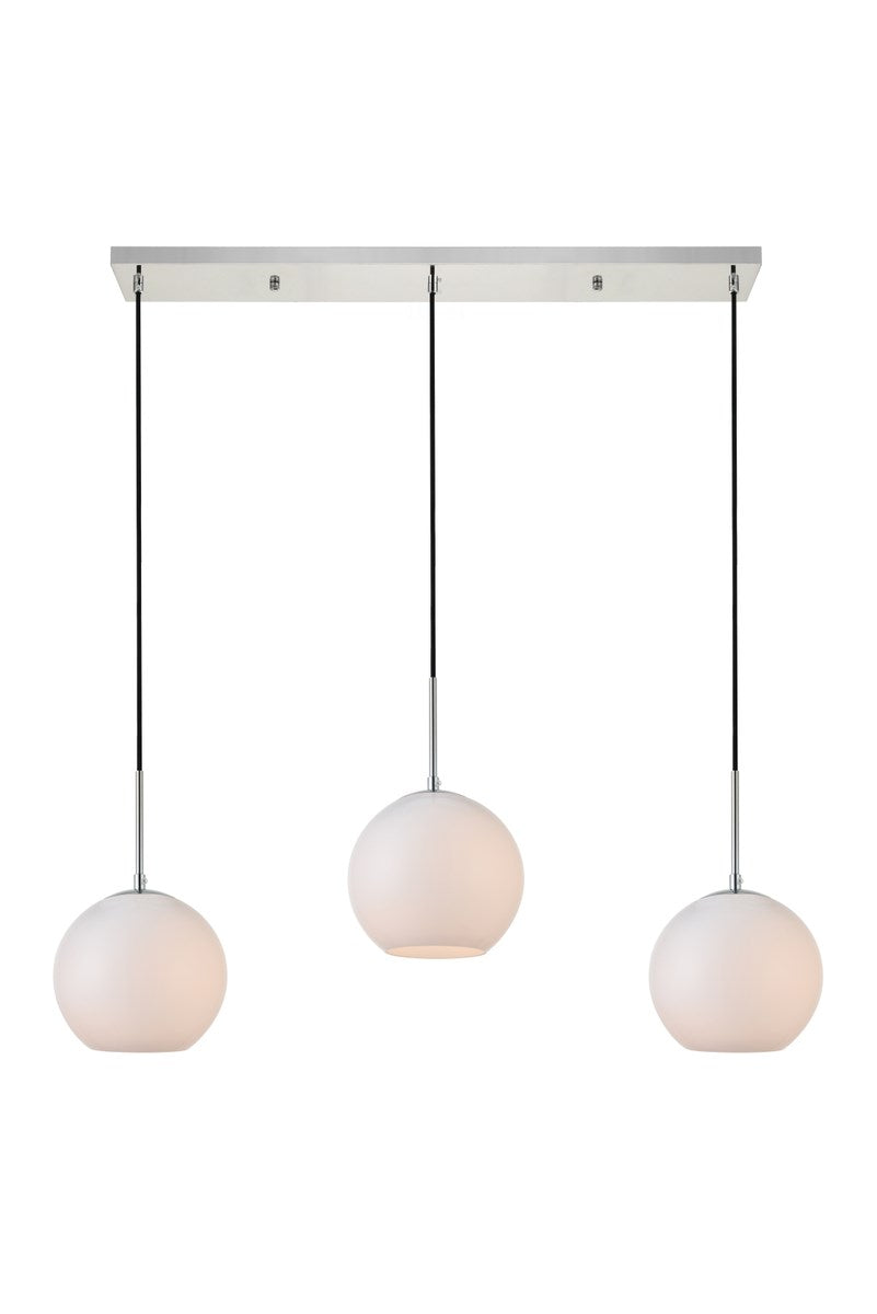 3 Lights Chrome Pendant With Frosted White Glass by Living District
