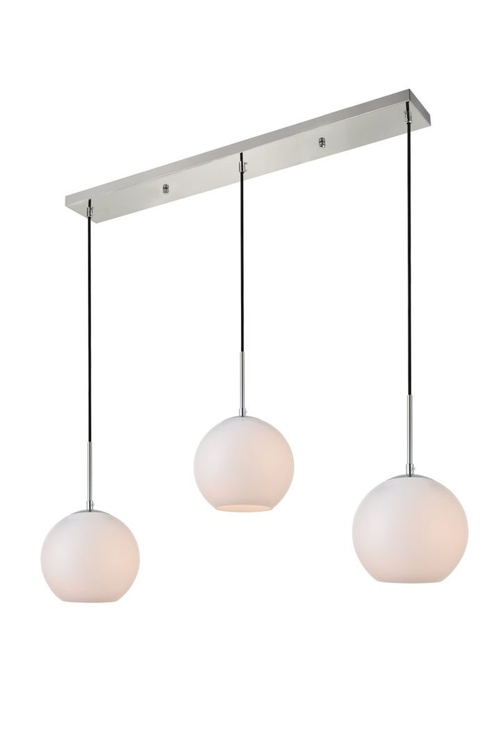 3 Lights Chrome Pendant With Frosted White Glass