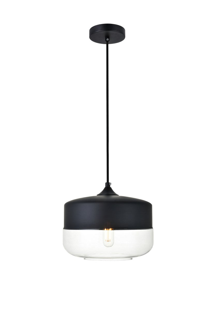 1 Light Black Pendant With Clear Glass by Living District